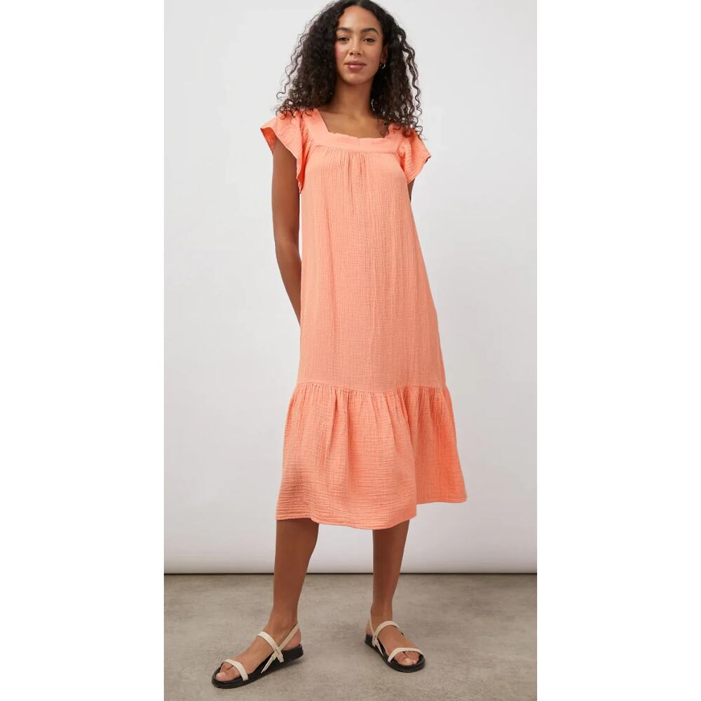 Rails Skylar Flutter Sleeve Midi Dress Size L Pea… - image 1